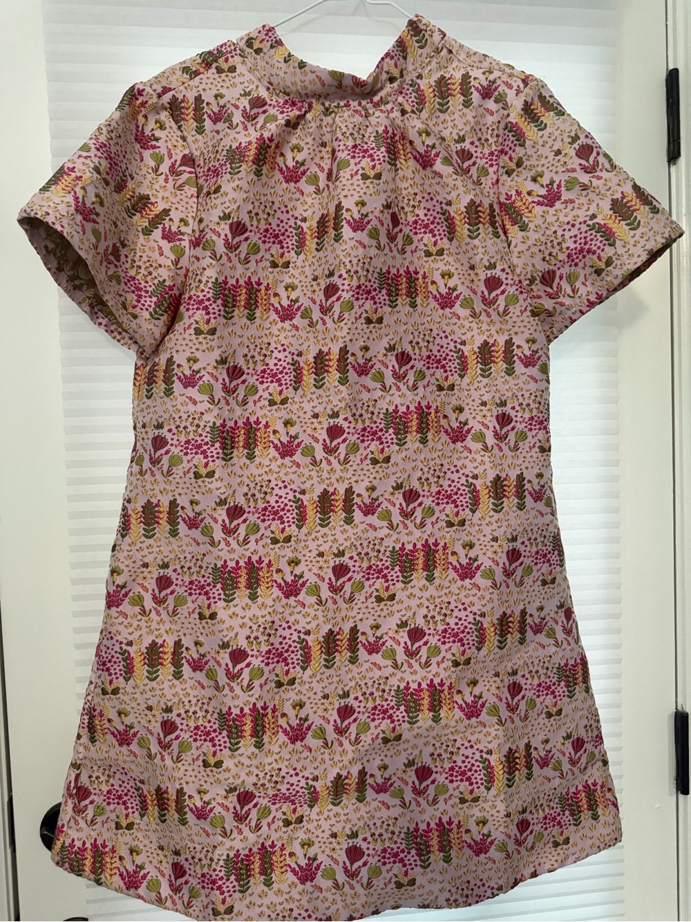 Pink Floral Short Sleeve Shift Dress